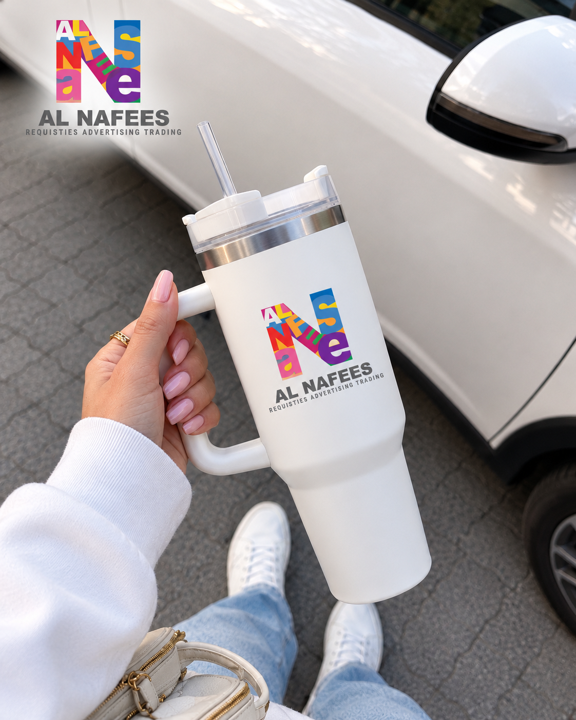 White 400z Stainless Steel Vacuum Insulated Tumbler