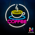 Coffee Neon Sign – 24 x 24cm, Warm White & Multi-Color Options - 008