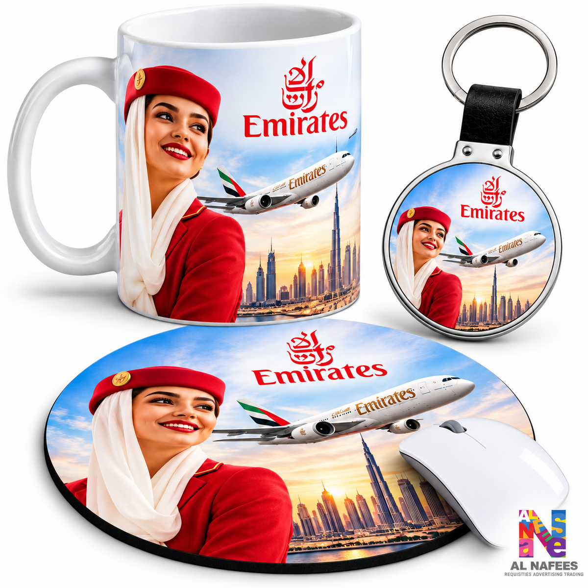 White Mug, Mouse pad and Keychain ring Combo