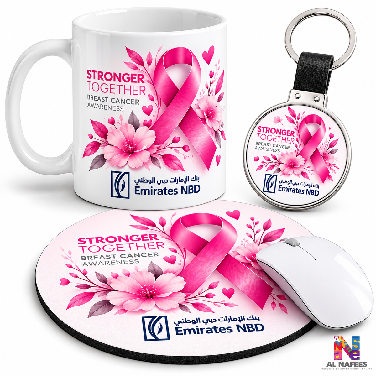White Mug, Mouse pad and Keychain ring Combo