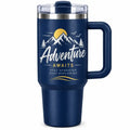 40oz Dark Blue Insulated Travel Tumbler with Handle