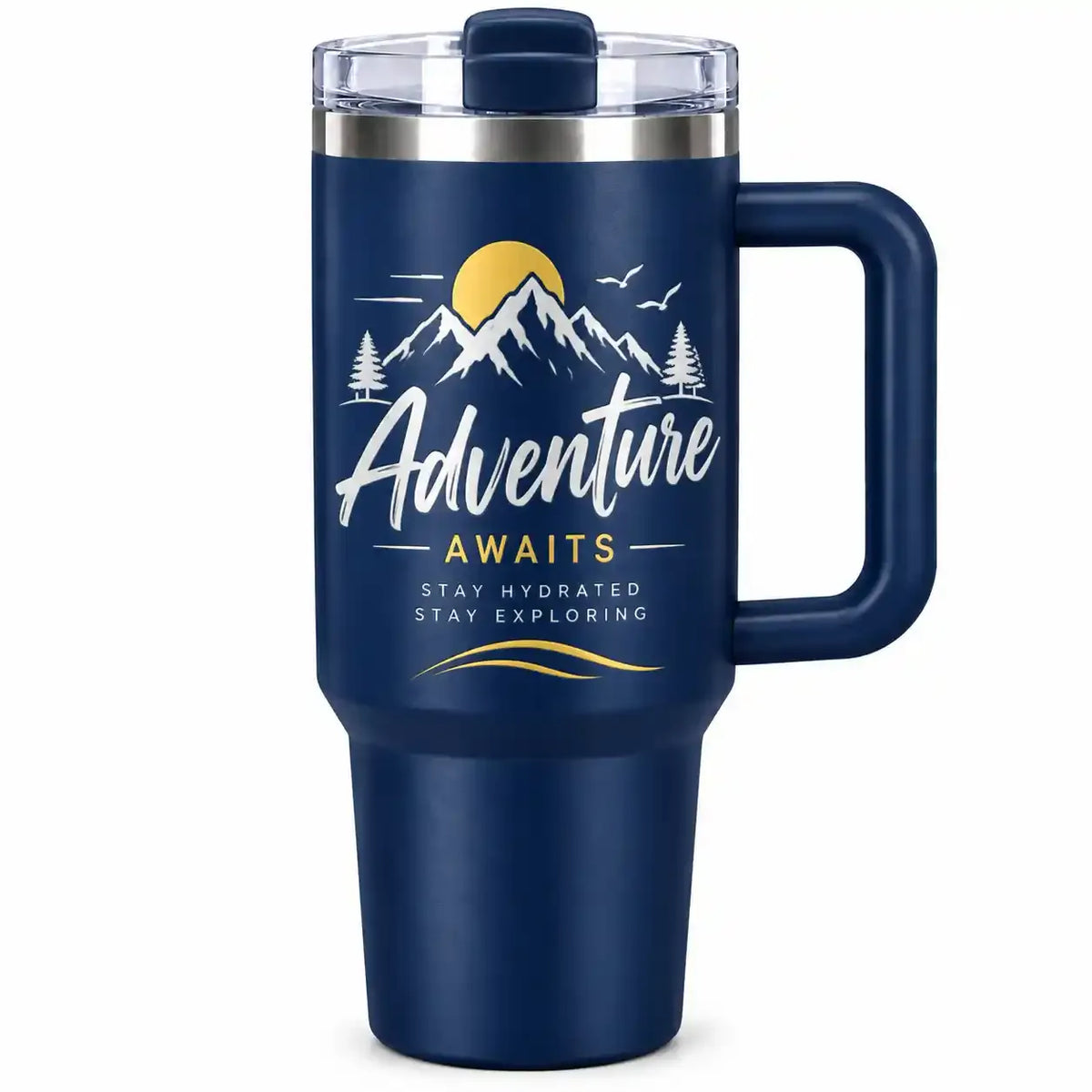 40oz Dark Blue Insulated Travel Tumbler with Handle