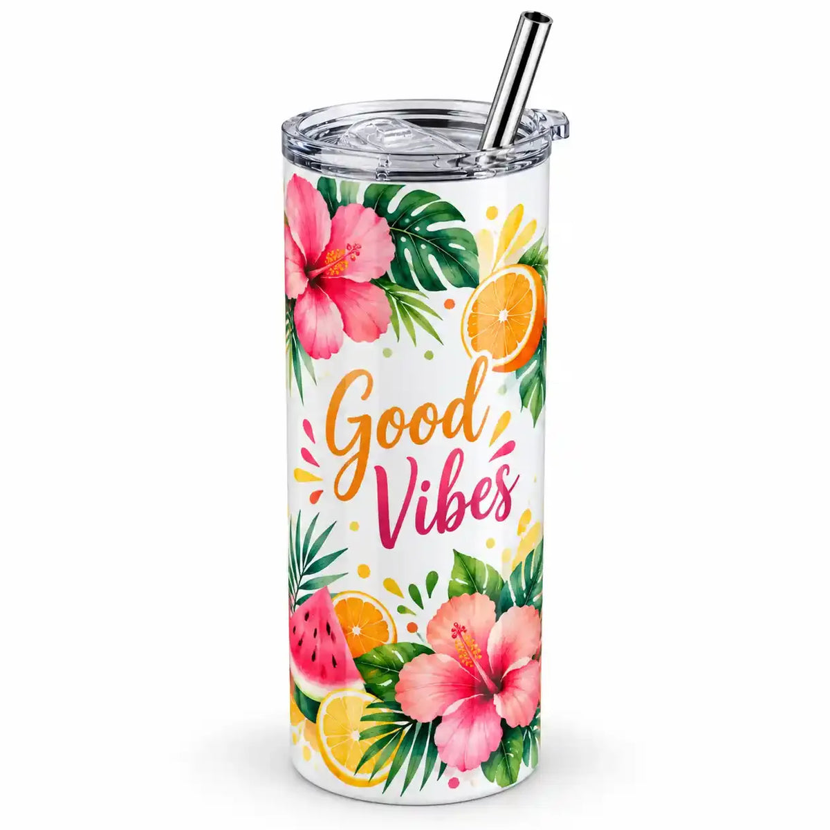 20oz / 21cm Stainless Steel Straw Tumbler with Lid & Straw