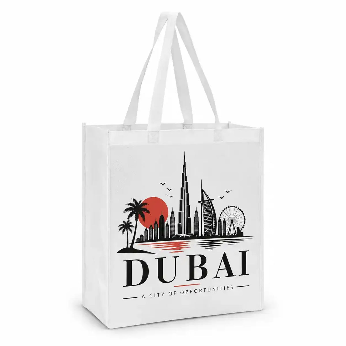 25x32×10 cm Non-Woven White Reusable Carry Bag